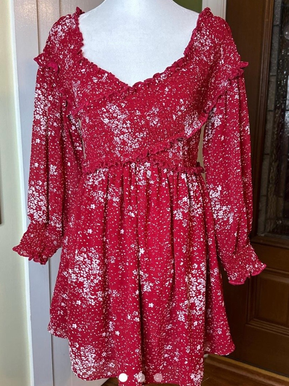 SHEIN Bright Red/white super cute Women's Dress